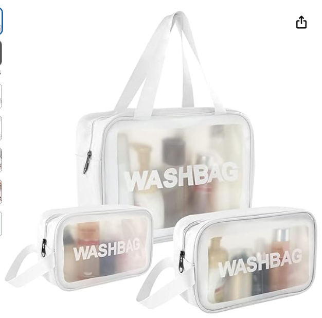 House of Quirk Clear Toiletry Bag, Wash Make Up Bag PVC Waterproof Zippered Cosmetic Bag, Portable Carry Pouch for Women Men (Set of 3 Bag Black) - Image 5