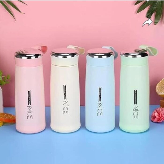 Nice Glass Bottle Water Bottle with vaccum Flask and Loop(400ML) Temperature Resistant, for Hot & Cold Water, Milk, Lassi, Juice,Smoothie, De tox Water