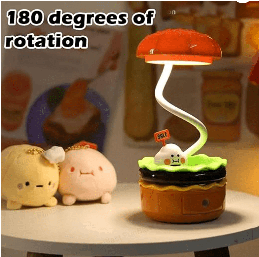 Funblast Table Lamp - Burger Design Desk Light For Kids & Adults, Rechargeable Desk Lamp With Pen Holder & Sharpener, Study Desk Light For Study Room/Home/Office (Aqua Green) - Plastic, Led - Image 3